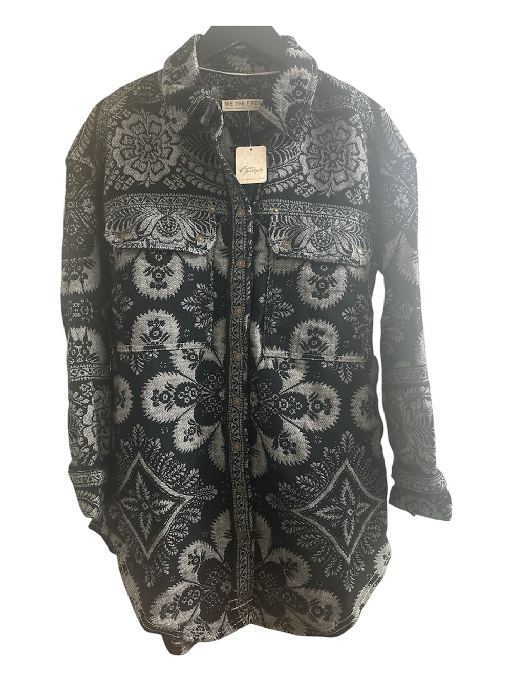 Free People We The Free London Fog Jacquard Shirt NWT Size XS - Picture 5 of 7